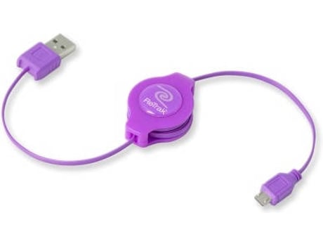 Cabo de Dados RETRAK (USB A - Micro USB - 1 m - Roxo)