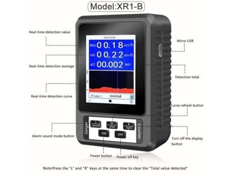 Mgt12571-Battery Tester Contador Geiger Portátil Detector de Radiação Nuclear Dosímetro Pessoal Mármore Testador de Raios YWEI