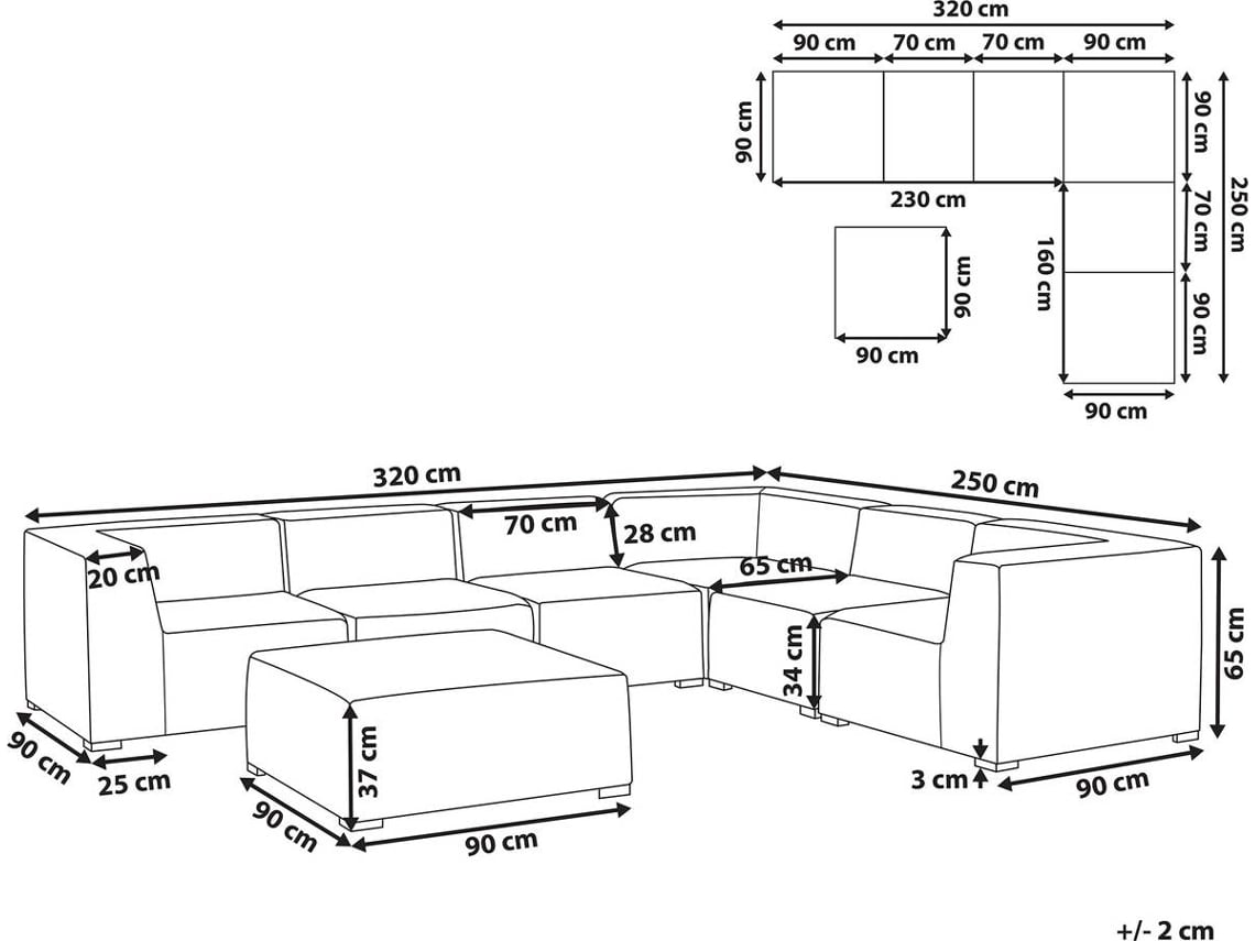 Conjunto de Jardim BELIANI Arezzo Bege Poli ster 250x320x65