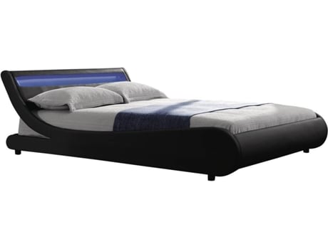 Cama HABITAT ET JARDIN LED Natacha Preto (160x200 cm - PVC e PU)