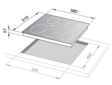 Placa de Indução DELONGHI Pin 65 Tc Hobs (Elétrico - 58 Cm - Preto)