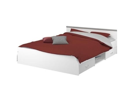 Cama adulta contemporânea branca fosca 140 x 200 cm Parisot