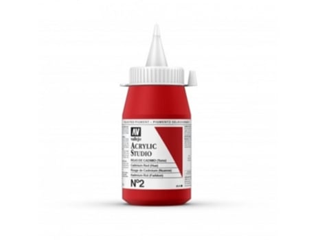 Pintura Acrílica Vallejo Studio 500 Ml (2 Vermelho De Cádmio)