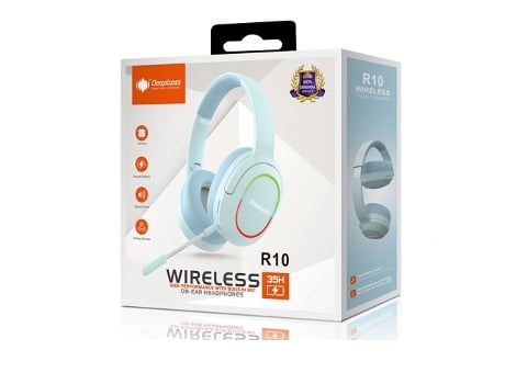 Auscultadores Gaming Wireless Deepbass R10 Azul Claro + Azul