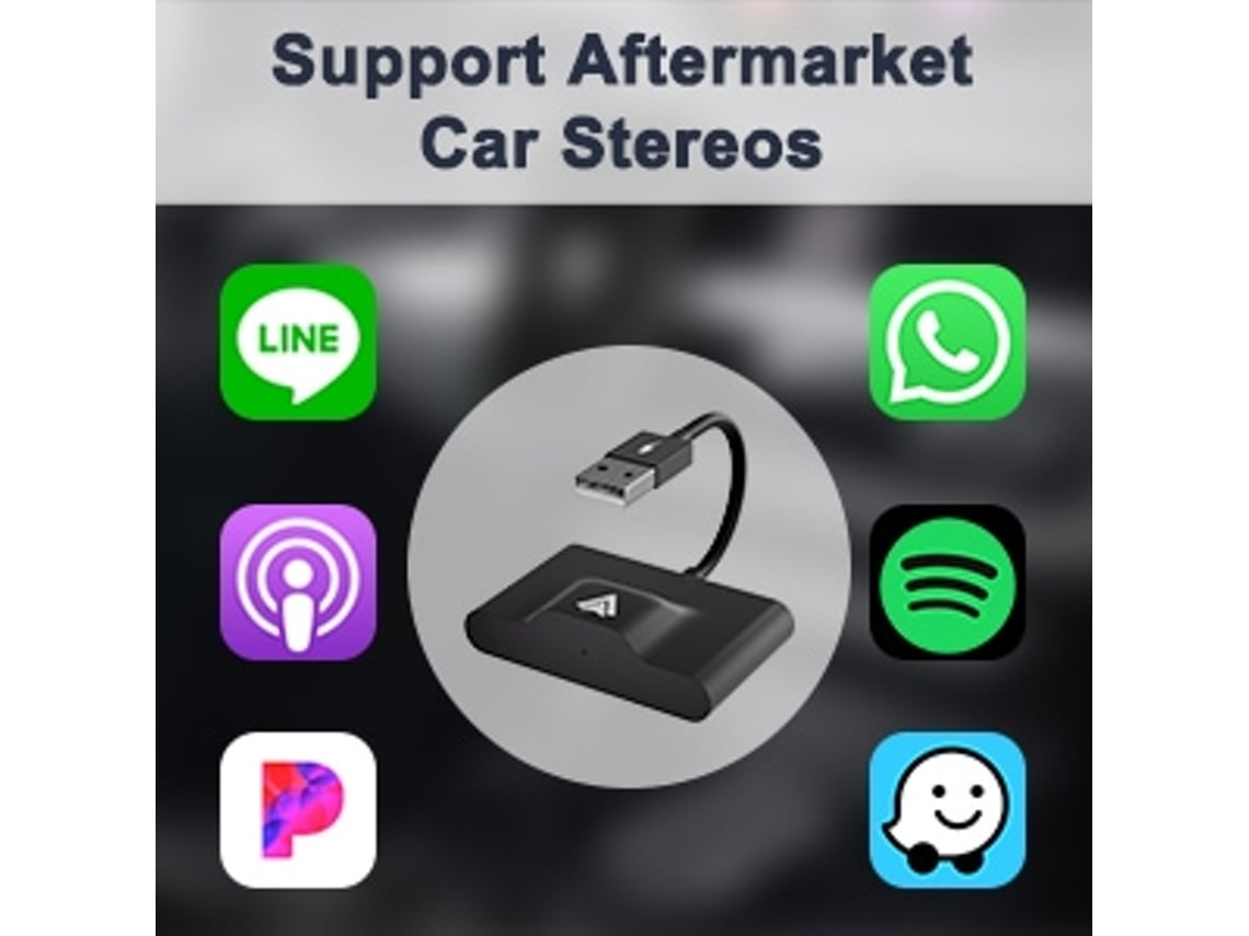 Adaptador Sem Fio CarPlay & Android Auto Para Carros Com De