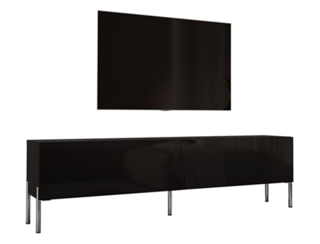 Móvel de Tv em Preto Mate com Pés Retos Cromados D: L: 170 Cm A: 52 Cm D: 32 Cm 3XELIVING