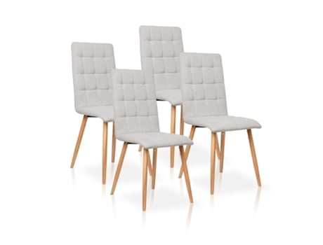 Conjunto de 4 Mesas de Jantar de Estilo Contemporâneo Cor Cinzento Areia Modelo Nadia FURNITURE STYLE