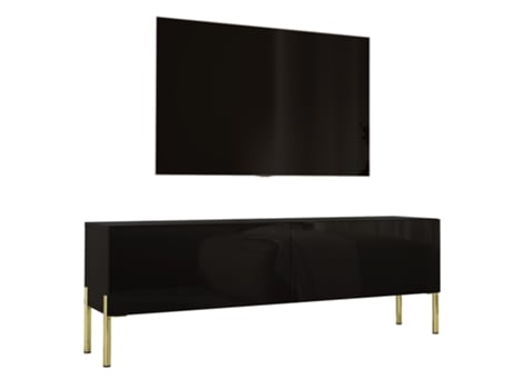 Largura Do Móvel de Tv 140 Cm Preto Fosco / Preto Brilhante com Pernas Douradas D: C: 140 Cm L : 52 Cm D: 32 Cm. Armário de Tv Mesa de Tv 3XELIVING