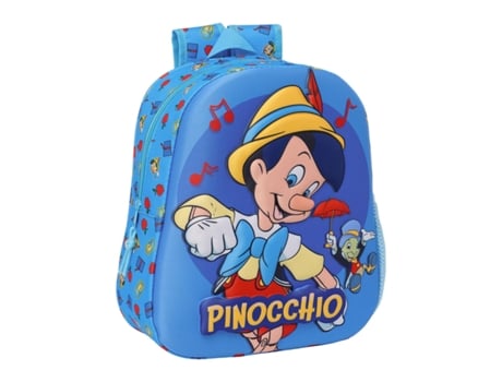 Mochila Infantil 3D CLÁSICOS DISNEY Pinochio (Azul - 3D - Poliéster 300D)