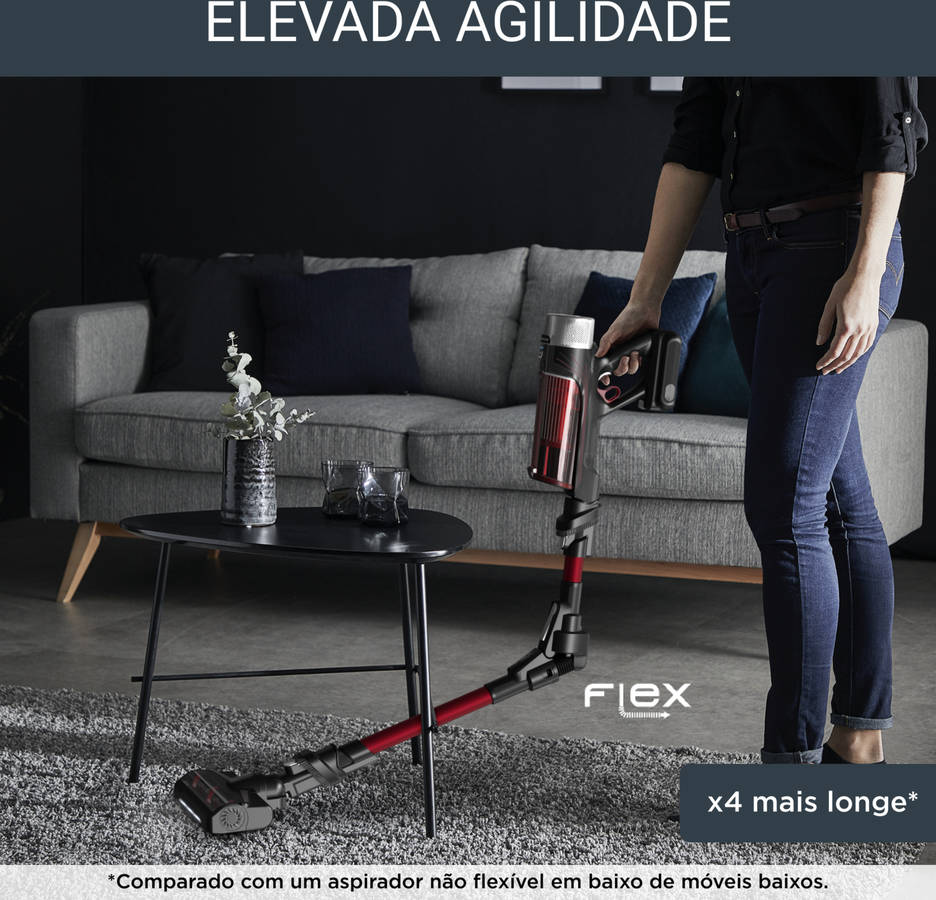 Aspirador escoba  Rowenta RH2079 X-Force Flex 9.60 Animal Care, 200W, 0.4  L, 45 min, Tecnol. Ciclónica, 3 modos, Ultraligera, Especial Mascotas, Roja