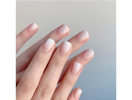 Tips para Unhas Artificiais em Gradiente de Branco para Leitoso Estilo Curto Quadrado para Uso Diário