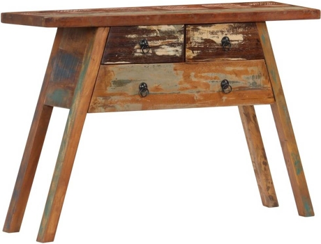 Mesa Consola  Madeira Recuperada Maciça (110x30x75cm)