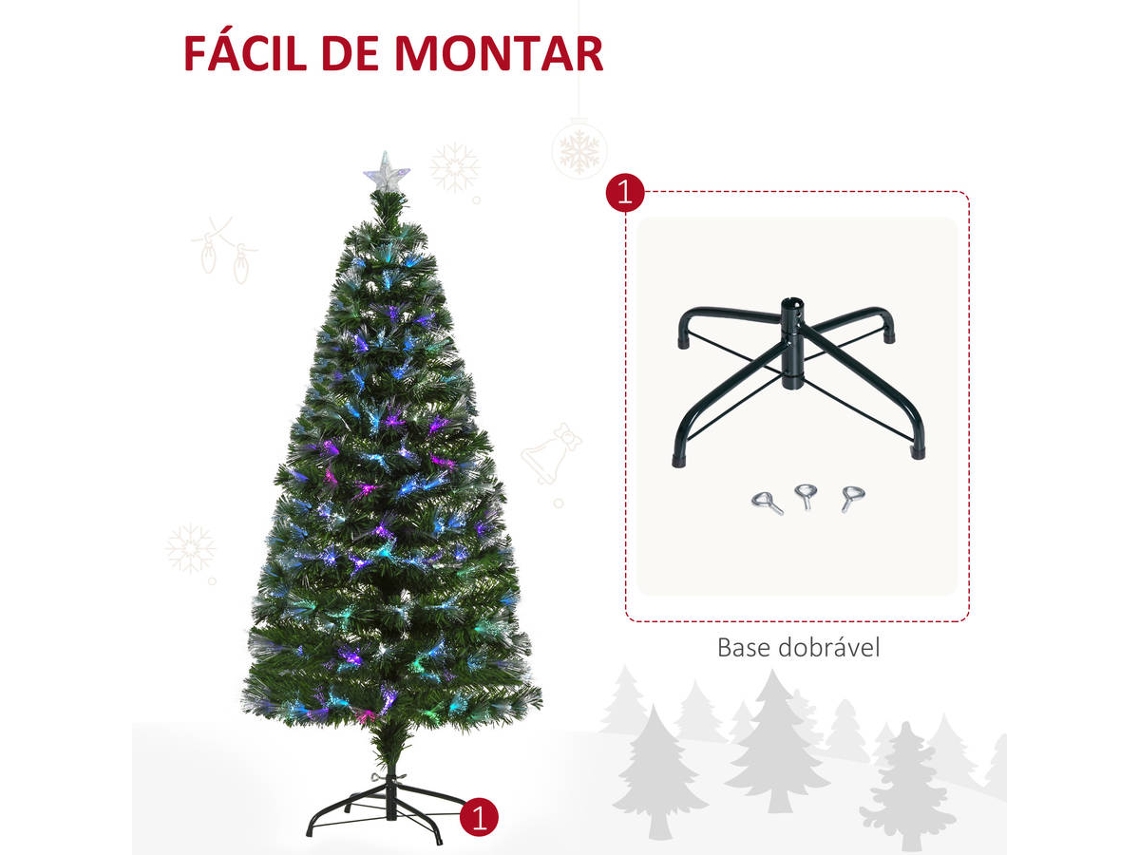 Árvore de Natal HOMCOM Verde e Branco PVC, Metal Ø140x225cm_830-321