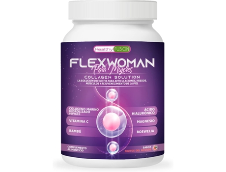 Flexwoman para Mulheres 10G Colágeno Marinho Peptan Ácido Hialurônico Vitamina C Glucosamina Boswellia 400G