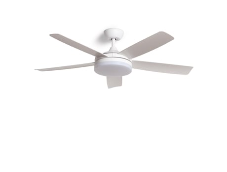 Ventoinha de Teto Silenciosa Patroclo Branca 132Cm Motor Dc Lâminas Aspasblanco com Luz Comando À Distância Wifi: True TECHBREY