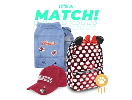 Kit de Fã DISNEY & WARNER BROS Minnie Mouse - Boné e Mochila para Tutores e Casaco de ganga para Cão (Tamanho: M)