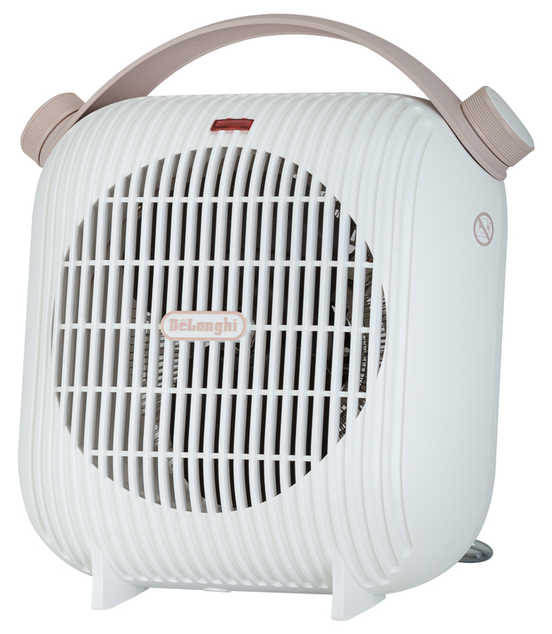 De'Longhi HFS30B24.W Termoventilatore da tavolo, 2 livelli di potenza,  ventilazione estiva, protezione antigoccia, maniglia