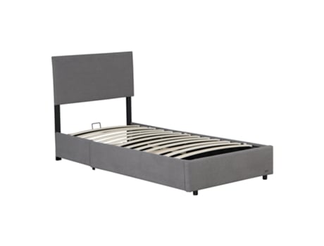 Cama estofada Juva Cord com estrutura de ripas 90x200 cm - Cinzento Corium