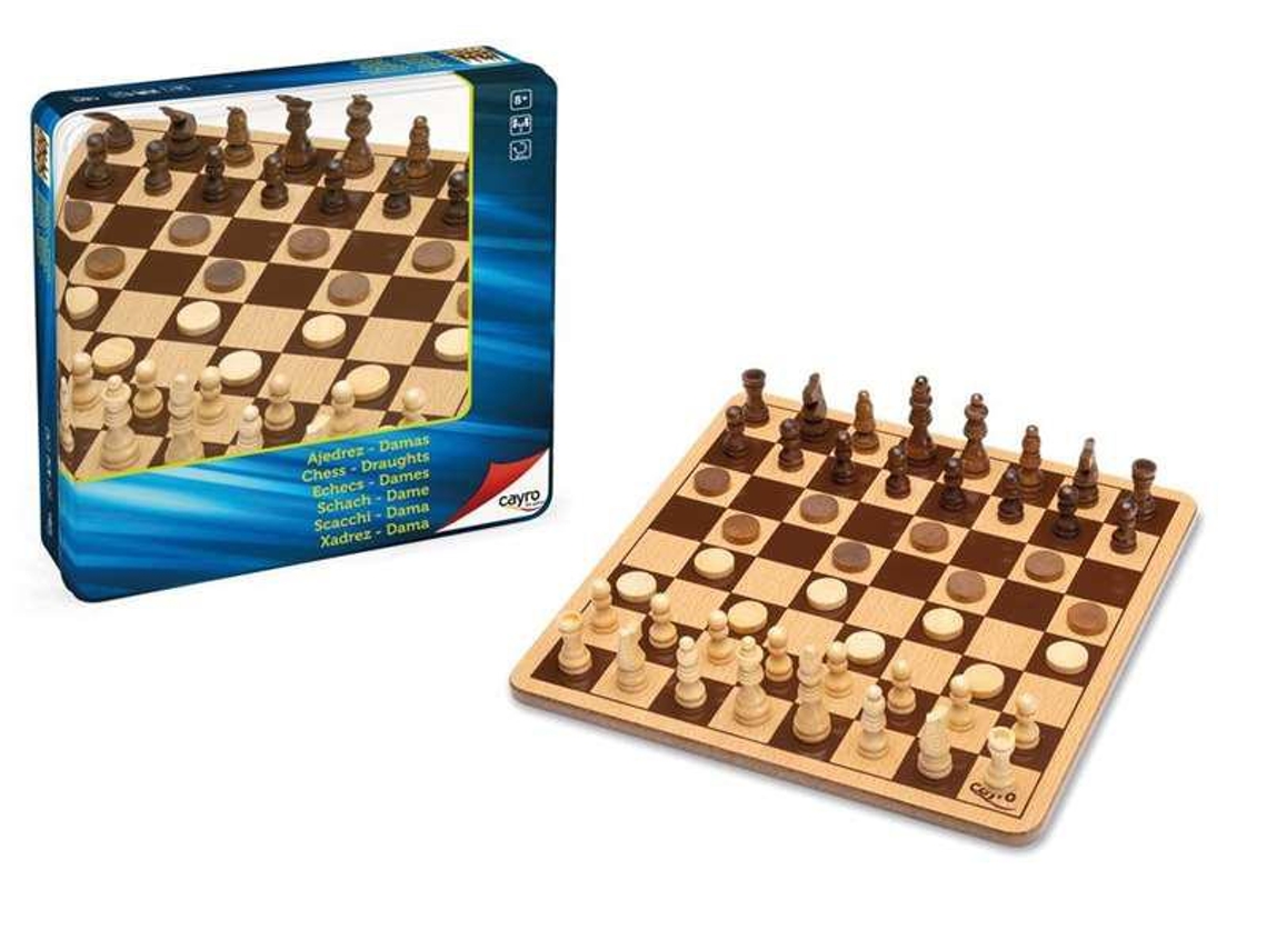 Tabuleiro em madeira para xadrez e Damas