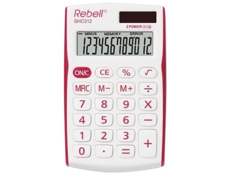 Re Shc312 Calculadora de Mesa Pequena Tela Branca-Vermelha de 12 Dígitos REBELL