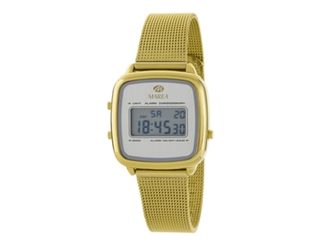 Relógio digital MAREA B35363/4 feminino dourado 33X37Mm calendário com alarme luminoso