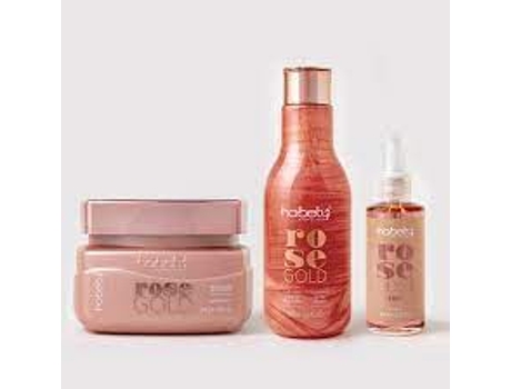 Shampoo 300Ml Máscara 300Gr Serum Gold 60Ml Kit HOBETY Rose