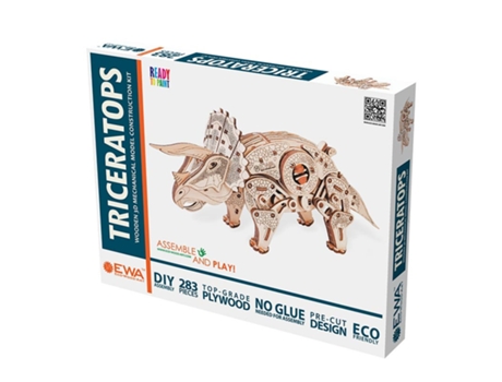 Modelo 3D de Madeira Triceratops 32 Cm ECO WOOD ART