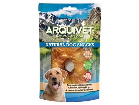 Anéis Mastigáveis Arquivet com Frango - lancheira natural para cães 6 unidades