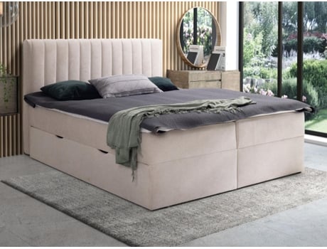 Cama continental ARAO VENTE-UNIQUE Bege 160x200 cm -  - Com sommier