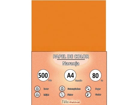 Papel 80Gr A4 Laranja 500 Folhas