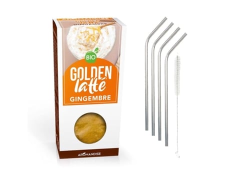 Cúrcuma & Gengibre Latte 60 g+ 4 Canudos de Aço Inoxidável Youdoit