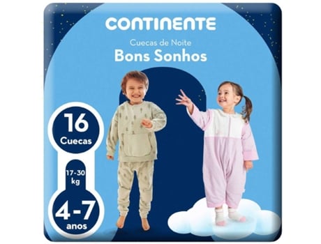 Cuecas Noite Bons Sonhos 17-30Kg 4-7 Anos CONTINENTE 16 un