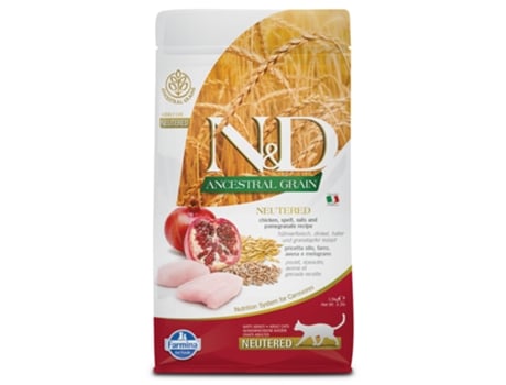 Alimento FARMINA N&D Ancestral grain Neutered Gato Adulto - Frango e Romã (Quantidade: 1,5 Kg)