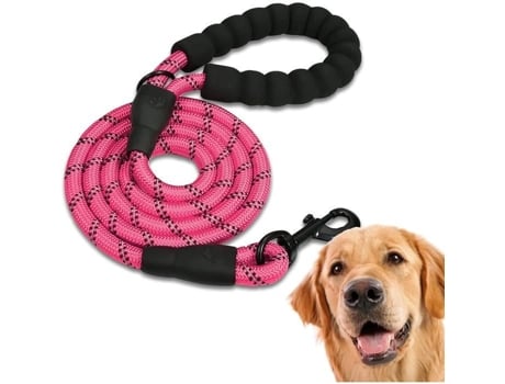 Trela de Cão Redonda de Nylon Rosa Forte FOOTIER Alça Dupla Confortável 1 5M X 1 2Cm