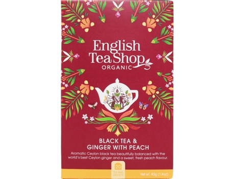 Chá ENGLISH TEA SHOP Black Tea & Ginger With Peach 20 Saquetas (40 g)