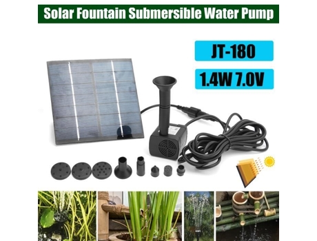 Bomba de Água Submersível com Energia Solar TEMPSA 1.4W 7V para Fonte Jardim Lagoa