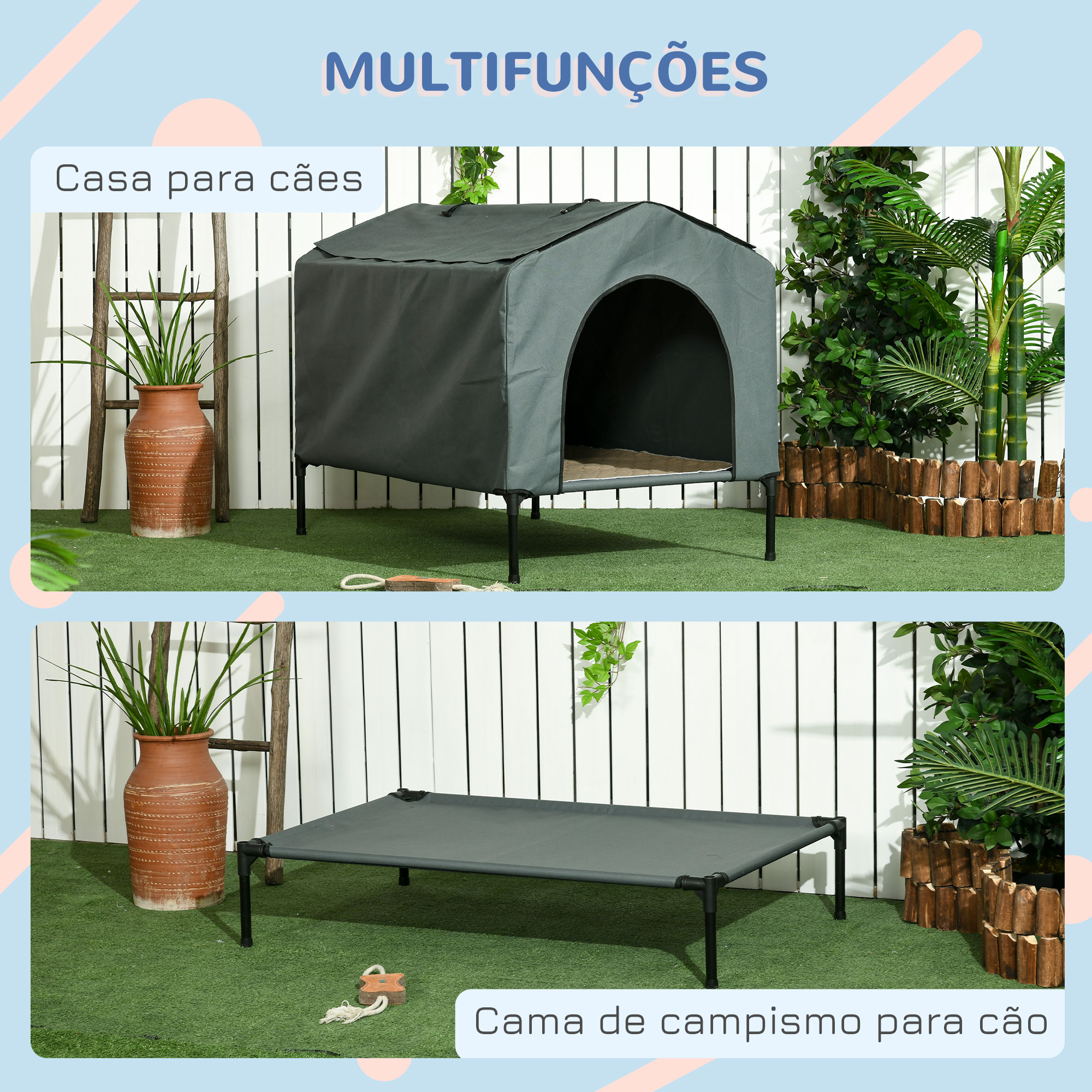 Casa para Cães com Cobertura Exterior 110x75x87 cm Cama