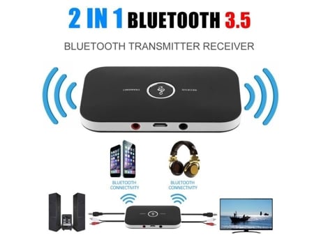 Receptor Transmissor Bluetooth 2 em 1 Adaptador Transmissor de Áudio Sem Fio Preto LESHP