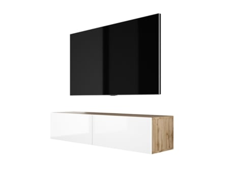 Móvel de Tv D: L : 140 Cm L : 34 Cm D: 32 Cm. Mesa de Tv Móveis Suspensos de Sala Wotan Oak / Gloss White 3XELIVING