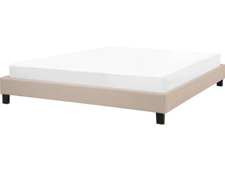 Cama con somier BELIANI Batilly de Terciopelo Beige 194x224x105