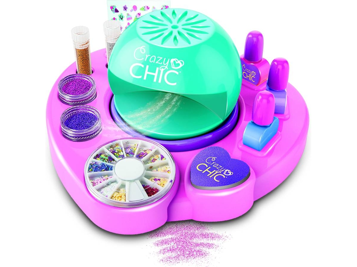 Clementoni - Conjunto de unhas brilhantes Crazy Chic no escuro ㅤ