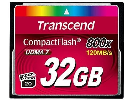 Cartão Memória CompactFlash TRANSCEND TS32GCF800 (32 GB - 120 MB/s)