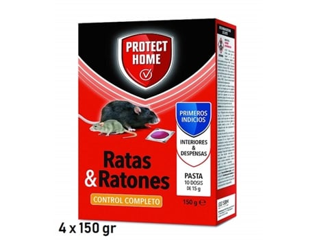 Protect Home Pasta Veneno para Ratas Y Ratones En Cebo Fresco Brodifacum Pack 4 X 150 Gr SBM