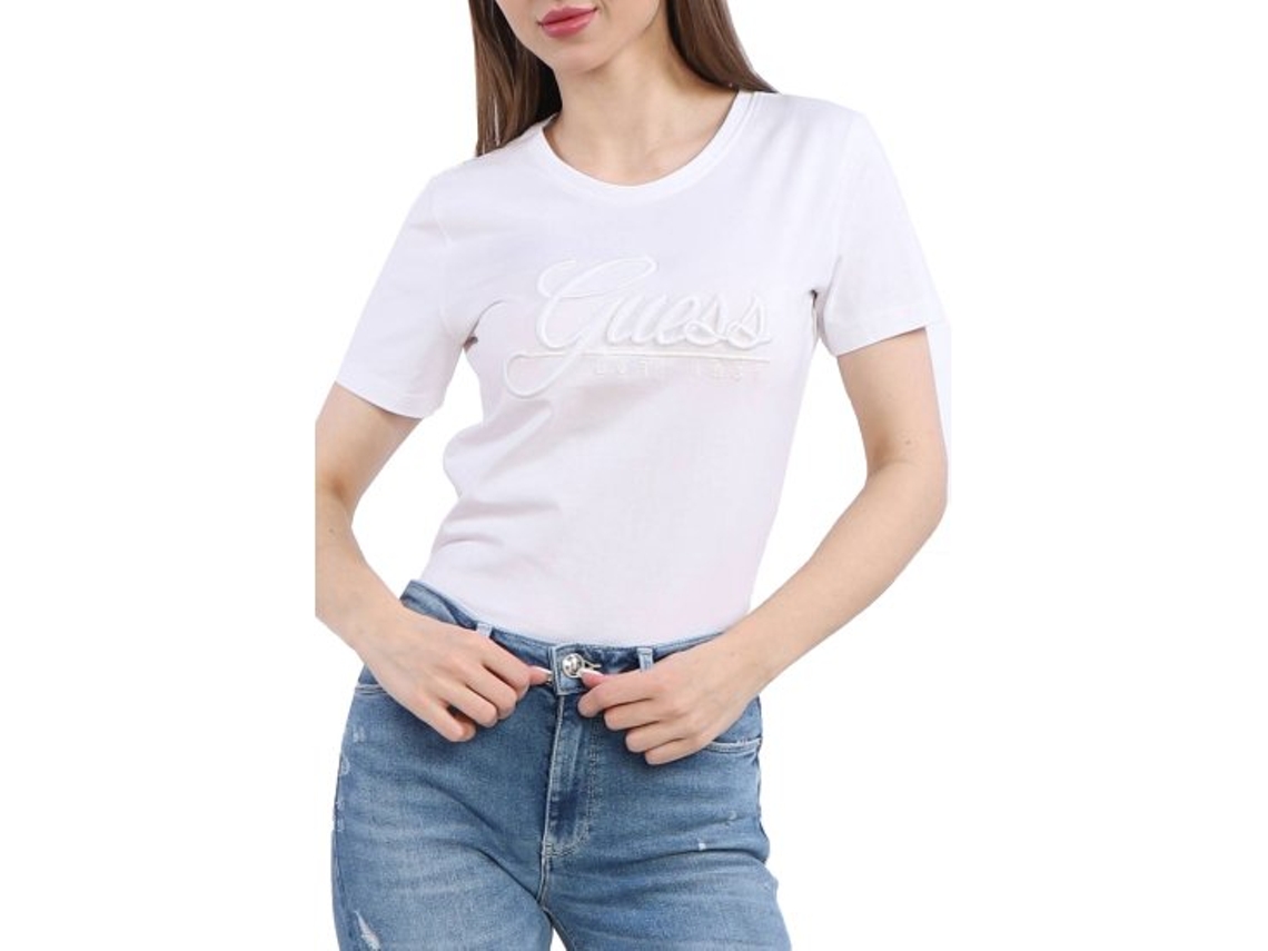 T-shirt GUESS JEANS Algodão Mulher (XS - Branco)
