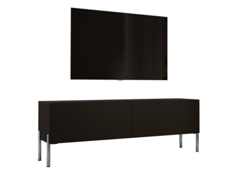 Móvel de Tv 140 Cm Preto Fosco / Preto Brilhante com Pés Cromados D: C: 140 Cm L : 52 Cm D: 32 Cm. Armário de Tv Mesa de Tv 3XELIVING