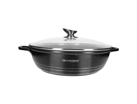 Rosenberg Sauteuse de 32cm com tampa e revestimento de pedra Preto