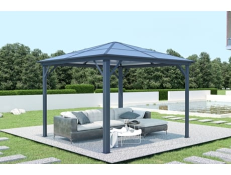 Tenda gazebo de alumínio grace 300 x 300 cm cinzento antracite