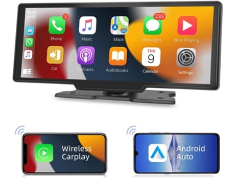 Ecrã Tátil Sem Fios 10.26' VENISYMLIS Receptor de áudio portátil para Carro Compatível com Android Auto, Apple Carplay