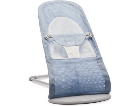 Bouncer Balance Soft BABYBJÖRN Mesh Sky Blue White com Moldura Cinza Claro