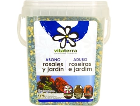 VITATERRA Abono Granulado para Rosales Y Jardín Cubo 1 kg